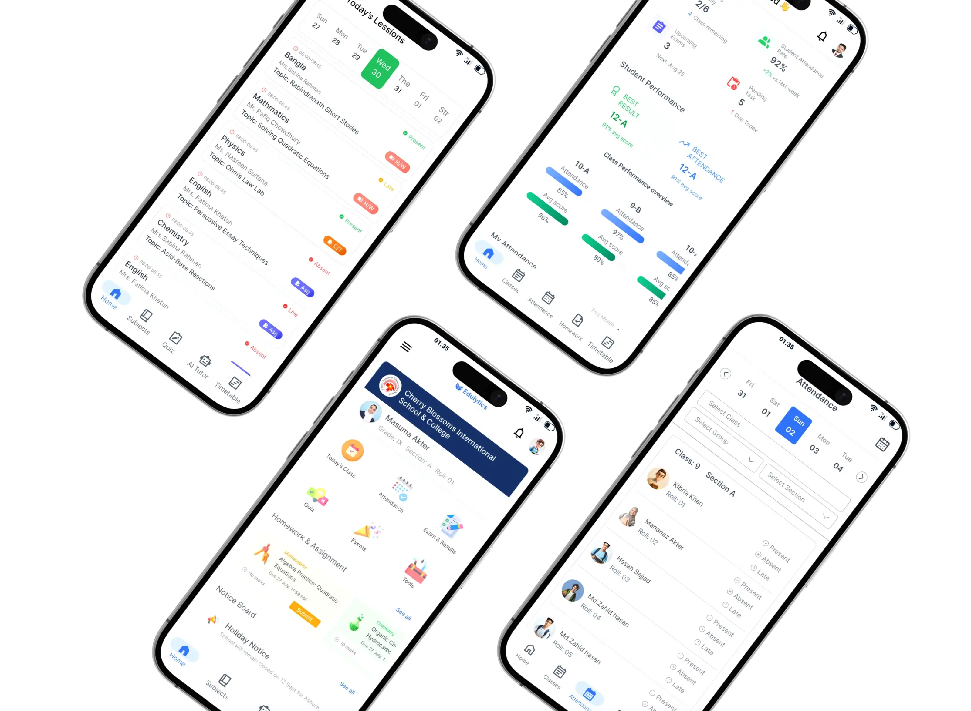 Edulytics parent mobile app on multiple smartphones