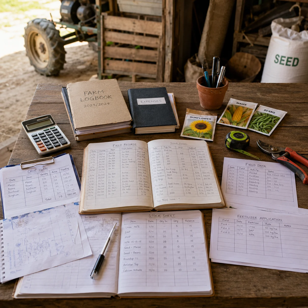 Farm records managed manually on paper and spreadsheets