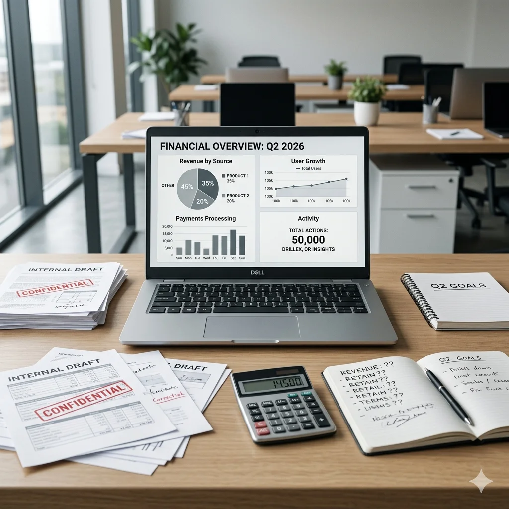 Financial charts and reporting dashboard on laptop