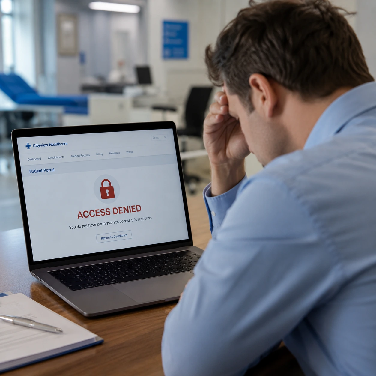 Digital access denied on healthcare platform